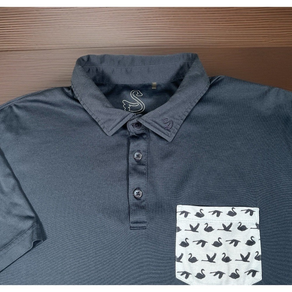 Swannies Golf Performance Polo Shirt Mens Large Short Sleeve Logo Pocket